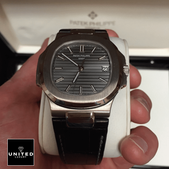 Patek Philippe Nautilus 5711G-001 Leather Black Bracelet Replica in the box