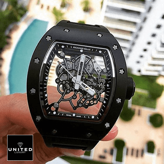 Richard Mille RM055 Skeleton Black Bezel Replica front view