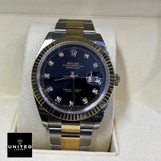 Rolex Datejust 126333-0005 Yellow Gold & Steel Fluted Bezel Black Dial Oyster Replica