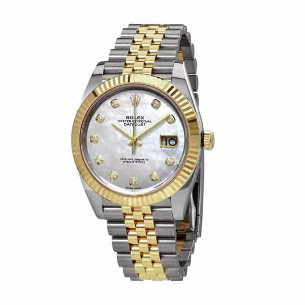 rolex datejust 126333 yellow gold steel automatic mother pearl diamond dial jubile