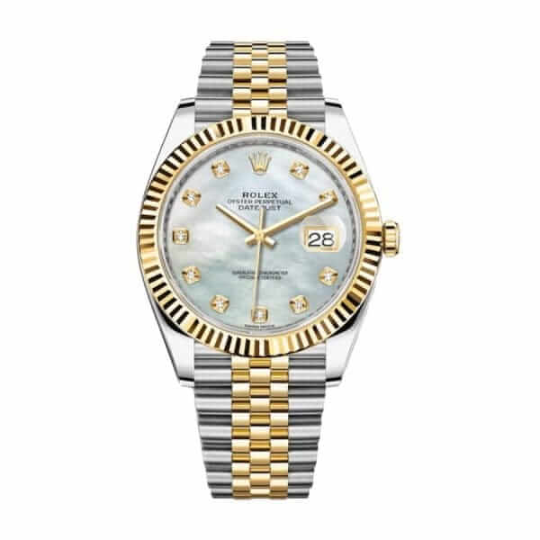 rolex datejust 126333 yellow gold steel automatic mother pearl diamond dial jubilee replica