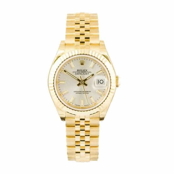 rolex datejust 279178 28mm yellow gold automatic silver dial