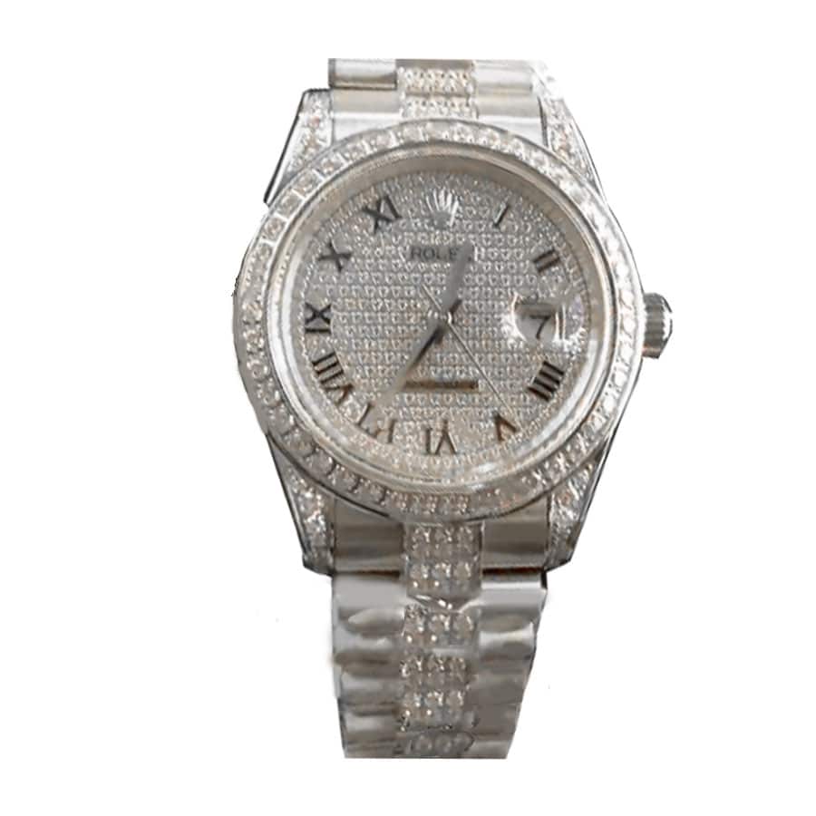 Rolex Datejust White Gold Diamond Dial Iced Out Replica