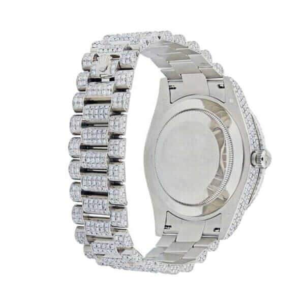 rolex day date president white gold diamond 218239 black dial iced out replica