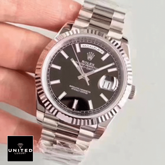 Rolex Day-Date 228239 Stainless Steel Silver Black