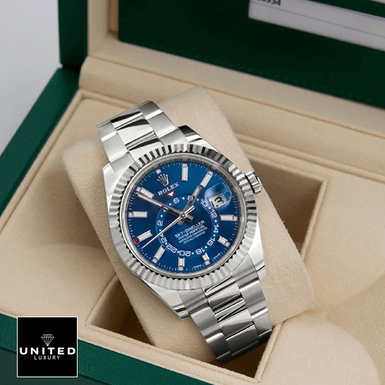 Rolex Sky-Dweller Blue Dial Stainless Steel Fluted Bezel 326934-0003 Oyster Replica