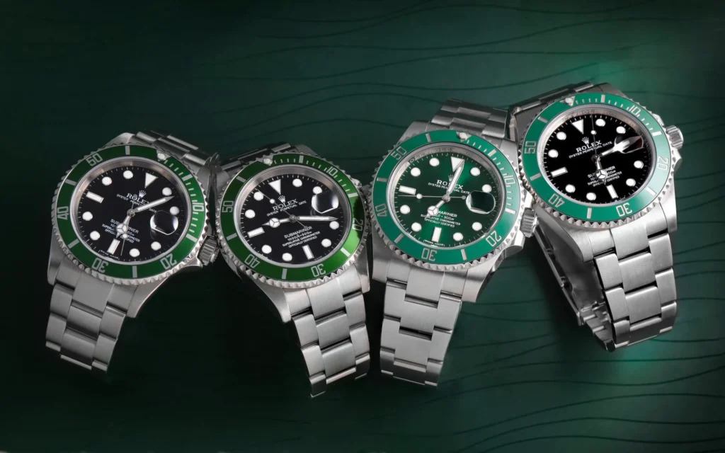 rolex submariner oyster bracelet green background