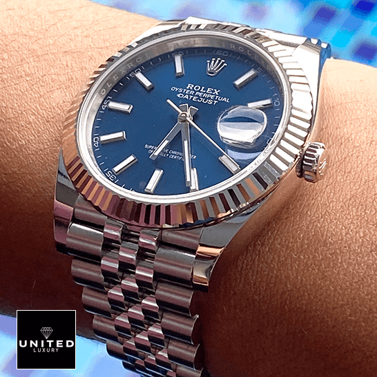 Rolex Datejust 126334 Blue Dial Jubilee Replica on the wrist