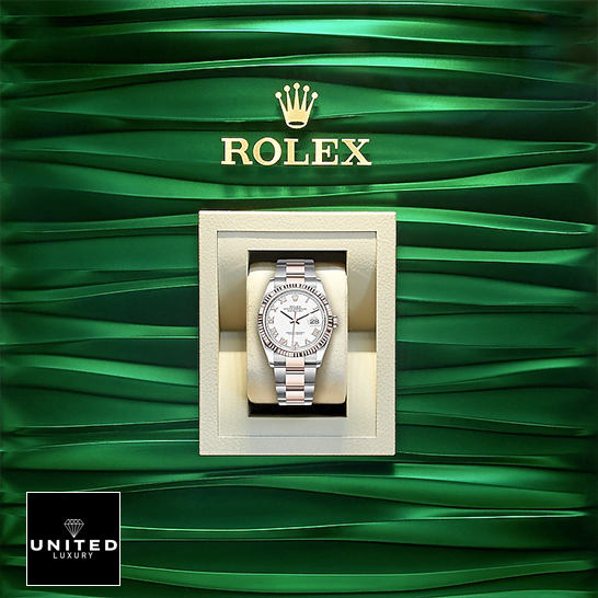 Rolex 126231 Datejust Steel Gold Roman Replica green rolex background