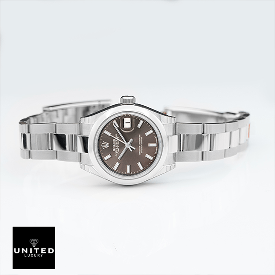 Rolex 279160 Datejust Dark Grey Oyster Replica side view and white background