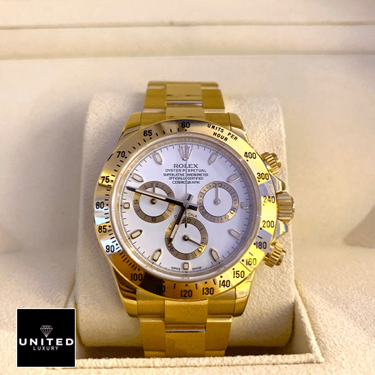 Rolex Daytona 116528 Yellow Gold Bezel White Dial Oyster Replica