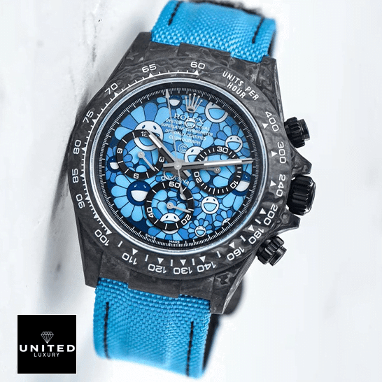 Rolex Daytona Cosmograph Blue Sun Flower Pattern Dial & Blue Textile Bracelet Replica