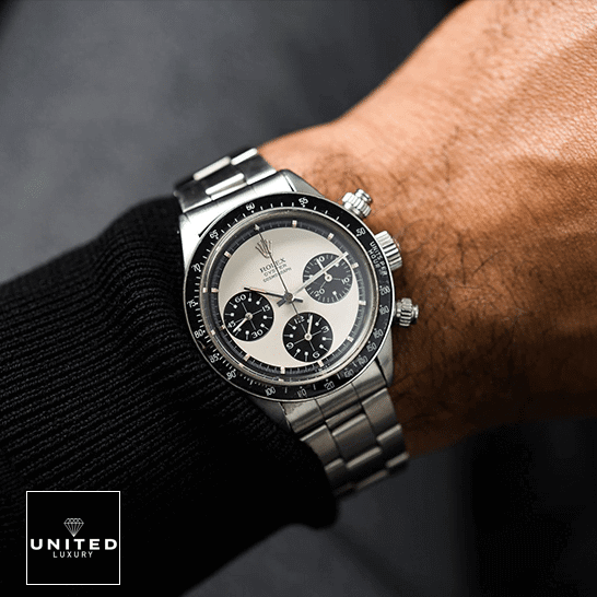 Rolex Daytona Paul Newman Panda Replica on his arm