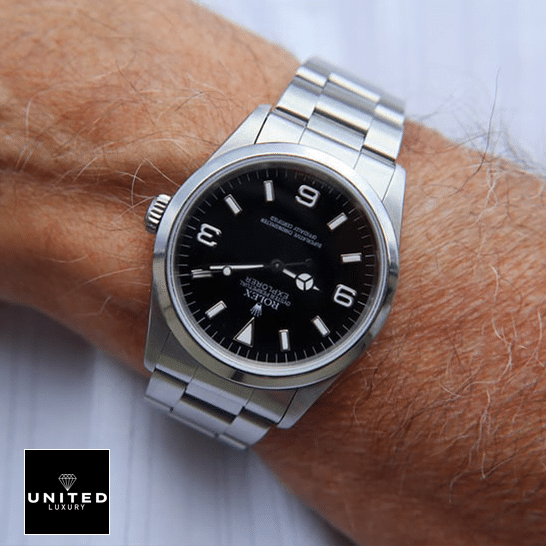 Rolex Explorer 124270 Stainless Steel Oyster Replica on his arm