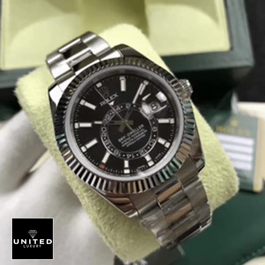 Rolex Sky-Dweller Black Dial Stick İndices Replica on his hands