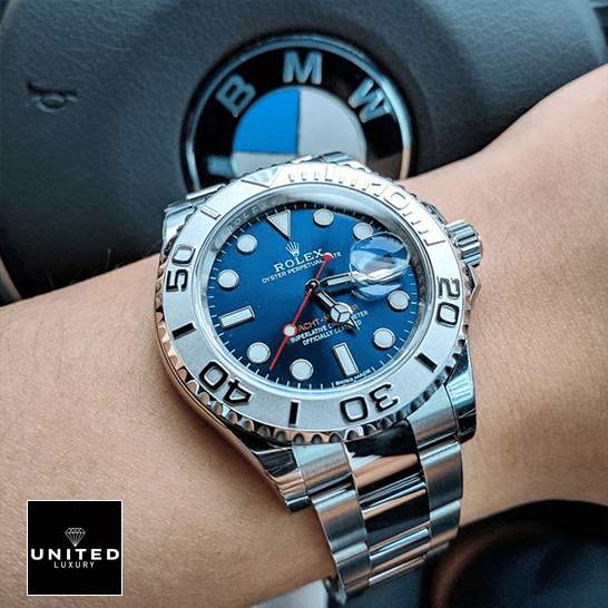 Rolex Yacht Master 116622 Platinum Blue Dial Replica bmv steering wheel