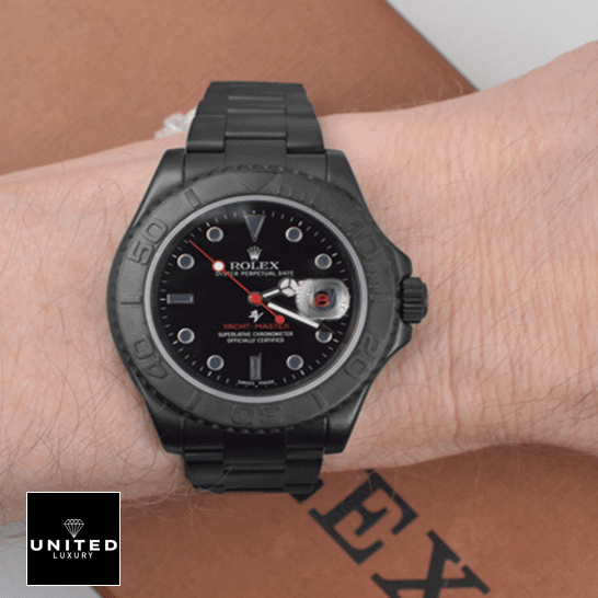 Rolex Yacht Master Triple Red Titan Black Replica on the wrist