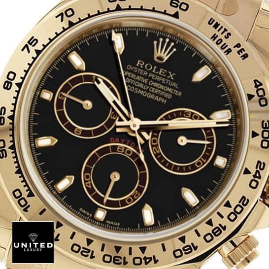Rolex Daytona Yellow Gold 116508-0004 Replica black dial his stick indices and stick hands